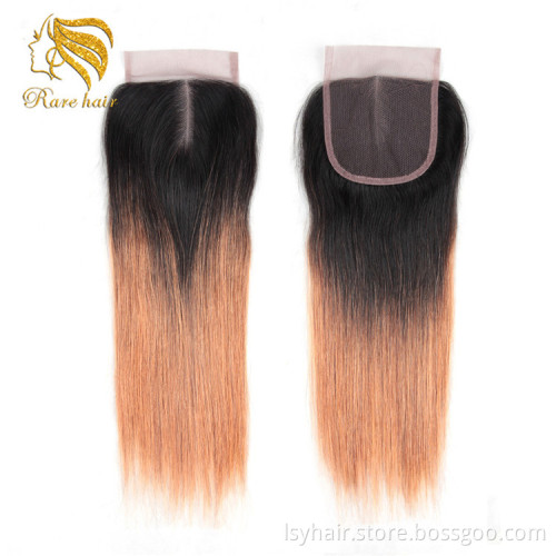 Mixed Colour Hair Idea Two Tone Highlight Hair Weave Color 1B 30 Human Hair Bundles With Middle Part Hand Tied Top Closure